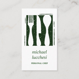 Green Cutlery   Chef Catering Bakery Restaurant Business Card