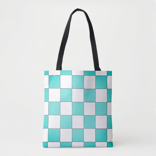 Green Cyan Chessboard  Tote Bag (Front)