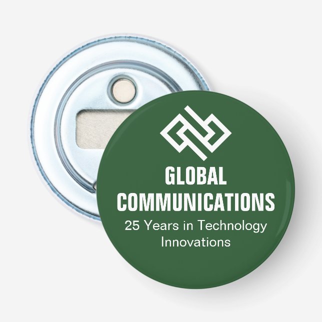 Green Cyber Technology Computer Company Custom Bottle Opener (Front)