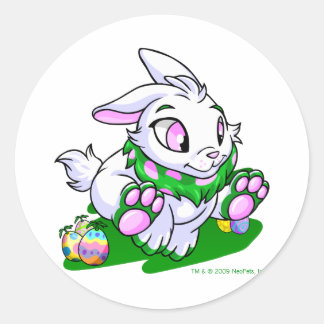 Green Cybunny racing through neggs Classic Round Sticker