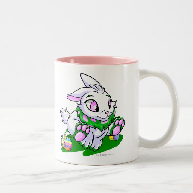 Green Cybunny racing through neggs Two-Tone Coffee Mug (Right)