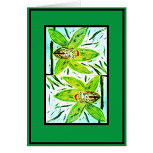 Green Cymbidium Orchids Card
