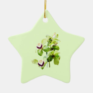 Green Cymbidium Orchids Ceramic Tree Decoration