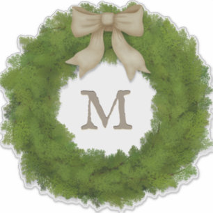 Green Cypress Wreath With Bow Custom Monogram