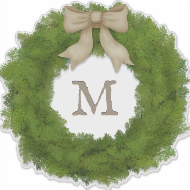 Green Cypress Wreath With Bow Custom Monogram  (Front)