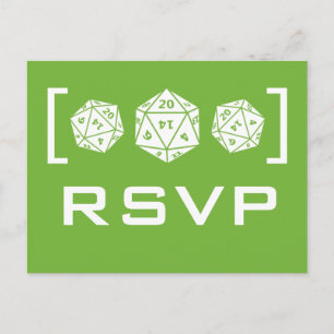 Green D20 Dice Gamer RSVP Postcard