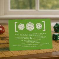 Green D20 Dice Gamer Wedding Invitation