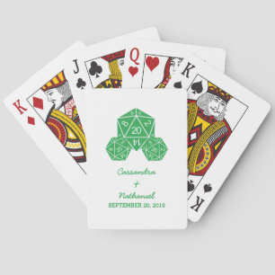 Green D20 Dice Wedding Playing Cards