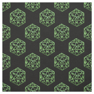 Green D20 Pattern Fantasy Tabletop RPG Dice Fabric