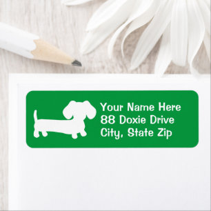 Green Dachshund Return Address Label Doxie Label