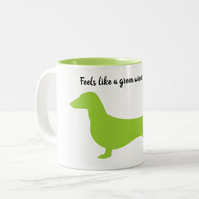 Green Dachshund Silhouette Mug (Front Left)