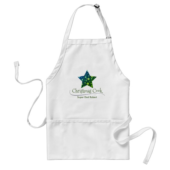 Green Dad Winter Star Typography Modern Christmas Standard Apron (Front)