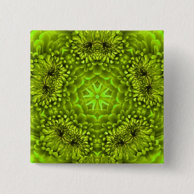 GREEN DAHLIA 15 CM SQUARE BADGE (Front)