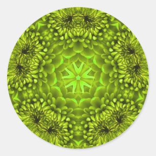 GREEN  DAHLIA CLASSIC ROUND STICKER