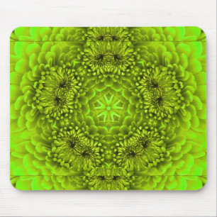 GREEN DAHLIA FLOWER PETALS MOUSE MAT