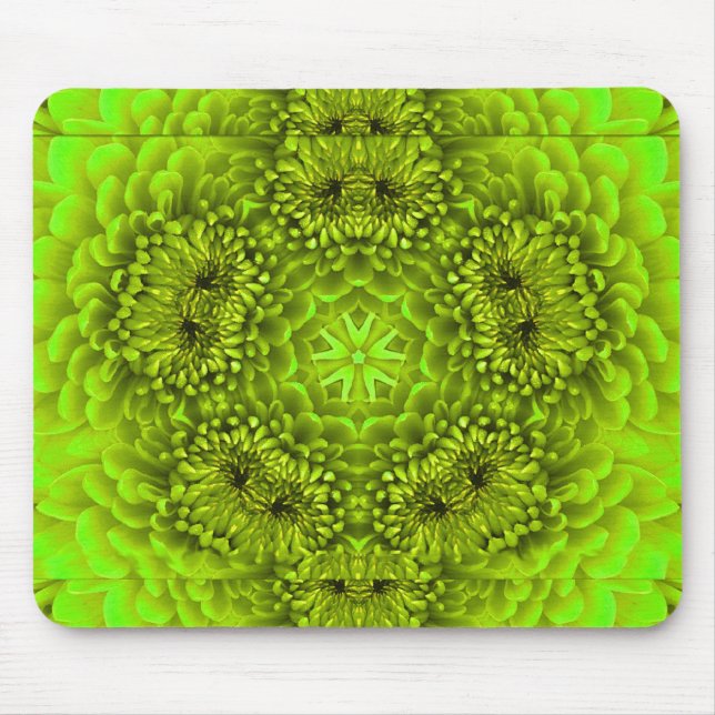 GREEN DAHLIA FLOWER PETALS MOUSE MAT (Front)