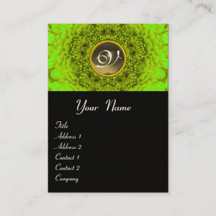 GREEN DAHLIA MONOGRAM, AGATE grey black yellow Business Card