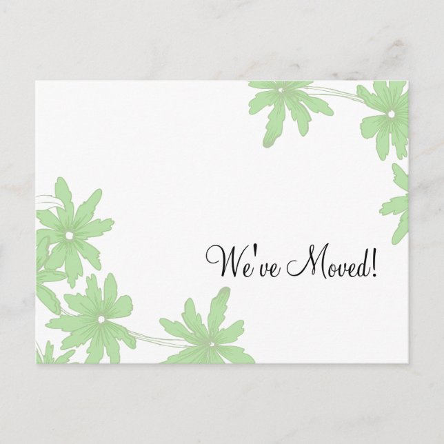Green Daisies Change of Address Announcement Postcard (Front)