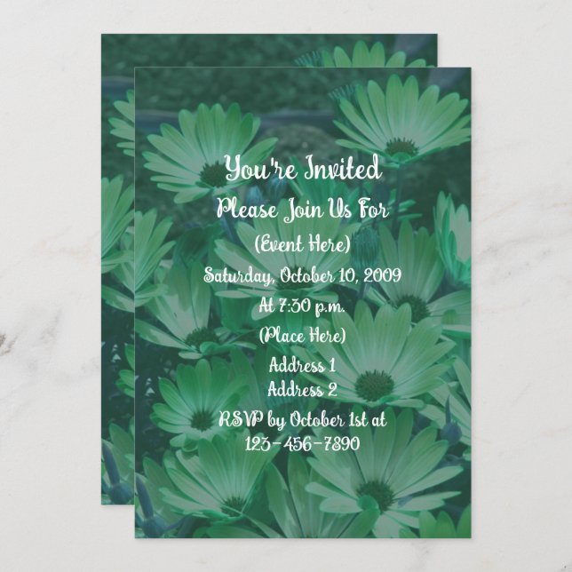 Green Daisies Floral Invitation (Front/Back)