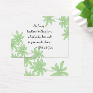 Green Daisies Wedding Charity Favor Card