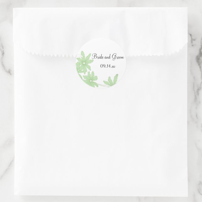 Green Daisies Wedding Envelope Seals (Bag)