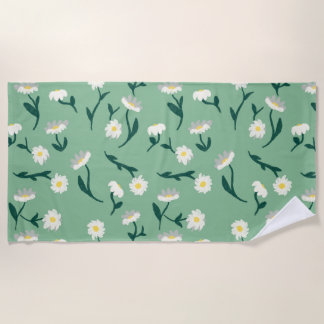 Green Daisy Beach Towel