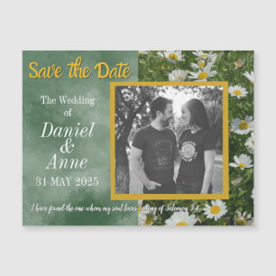 Green Daisy Christian Save The Date Magnetic Card