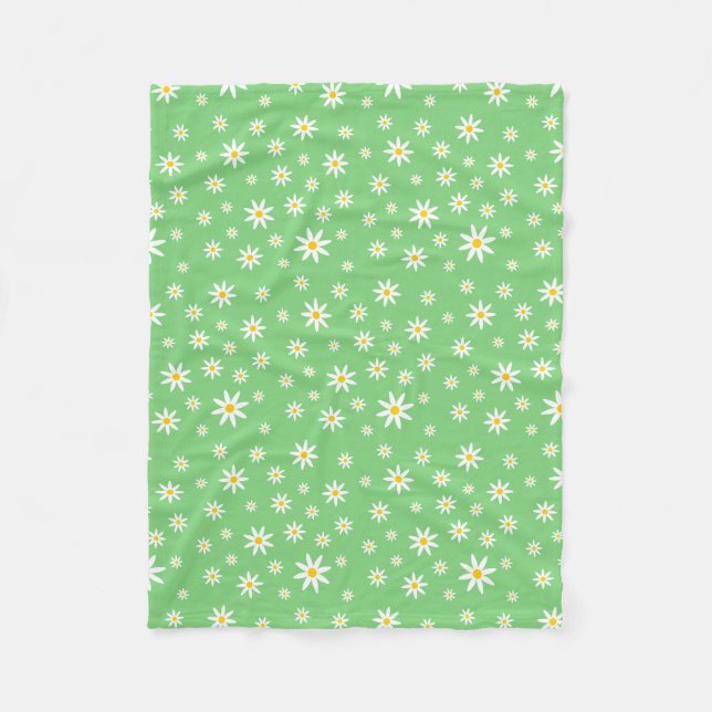 Green Daisy Fleece Blanket (Front)