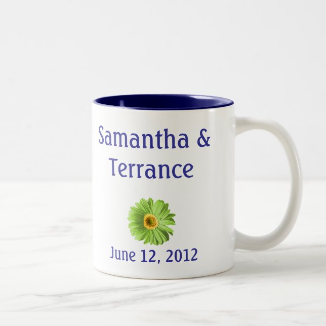 Green Daisy Flower Customisable Two-Tone Coffee Mug (Right)