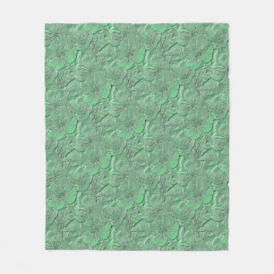 Green Daisy Flowers Nature Art Pattern Fleece Blanket
