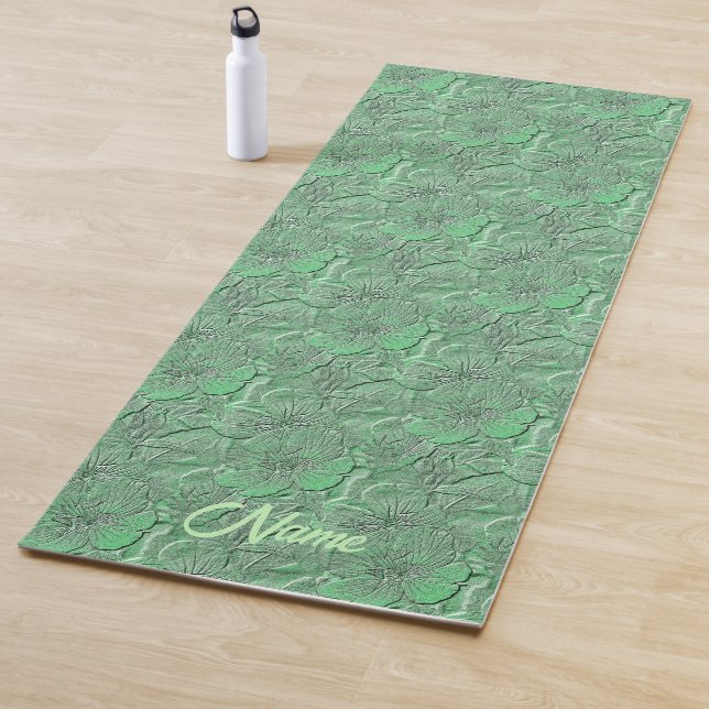 Green Daisy Flowers Nature Art Personalised Yoga Mat (In Situ)