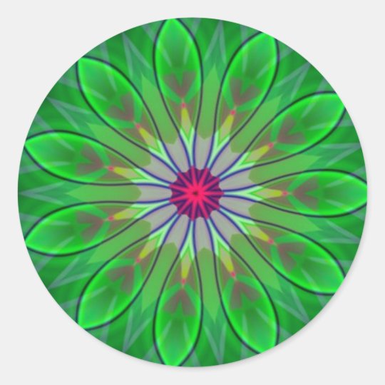 Green Daisy Mandala Flower Decal Fractal Sticker