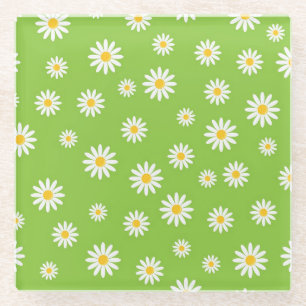 Green Daisy Pattern Coasters