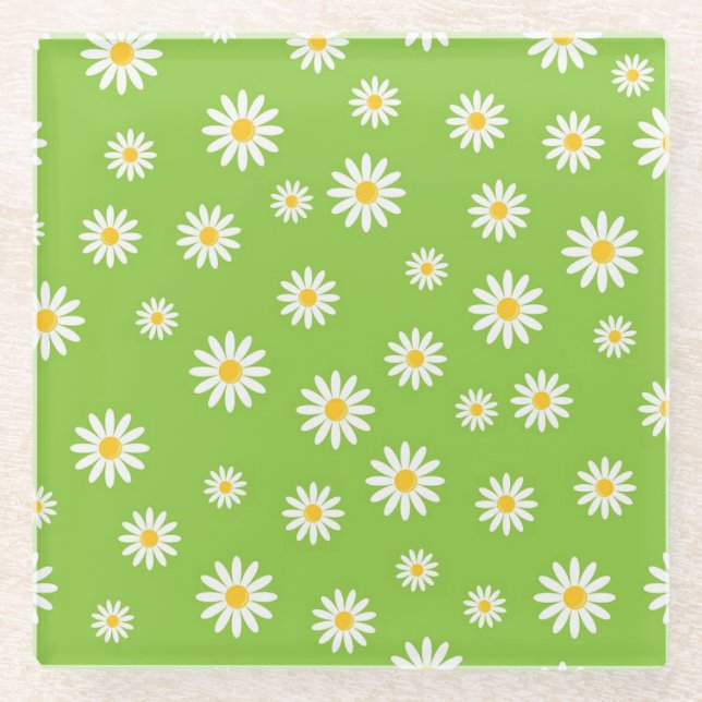 Green Daisy Pattern Coasters (Front)