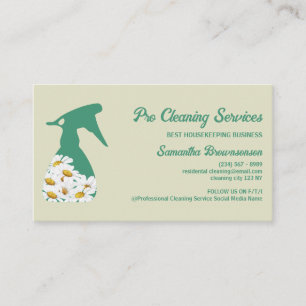 Green Daisy Spray Bottle Cleaning gardening Business Card