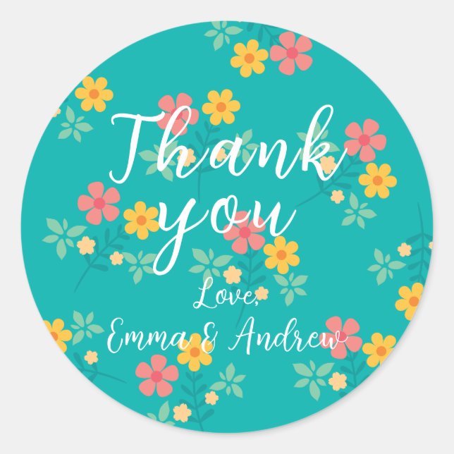 Green Daisy Vintage Bouquet Pattern Classic Round Sticker (Front)