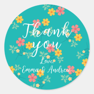 Green Daisy Vintage Bouquet Pattern Classic Round Sticker