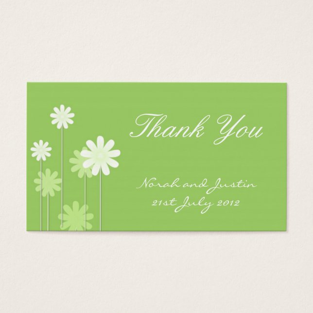 Green Daisy Wedding Thank You Card (Front)