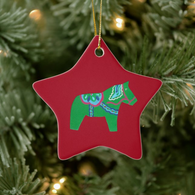 green dala horse # 7 ceramic tree decoration (Tree)