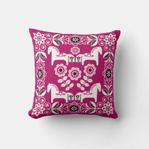 Green Dala Swedish Horse Print Cushion
