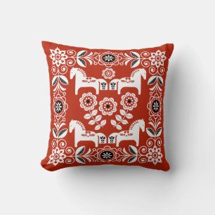 Green Dala Swedish Horse Print Cushion