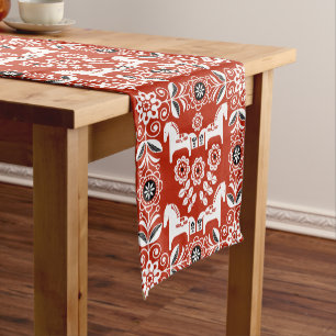Green Dala Swedish Horse Print Short Table Runner