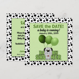 Green Dalmatian Gender Neutral Baby Shower Invitation