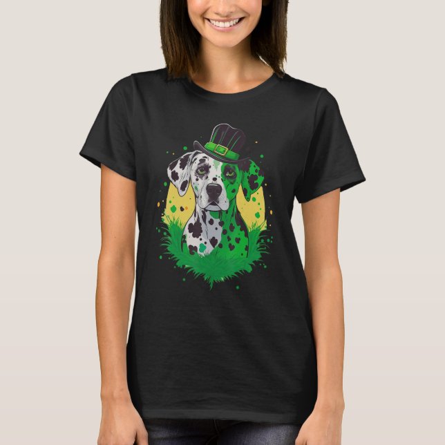 Green Dalmatian shamrock on St Patricks Day Dalmat T-Shirt (Front)