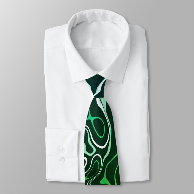 Green damascus abstract swirls pattern tie (Tied)