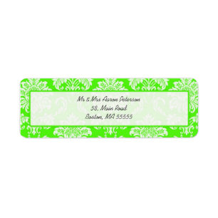 Green Damask Customisable Address Labels