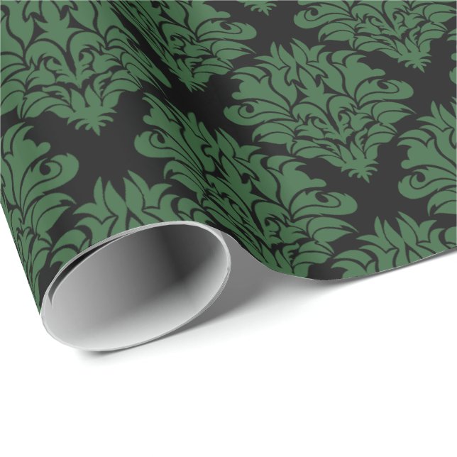 Green Damask-Gift Wrapping Paper (Roll Corner)
