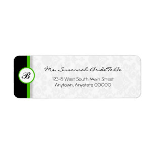 Green Damask Monogram Address Label