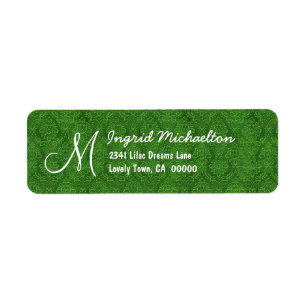 Green Damask Monogram M or Any Initial M009