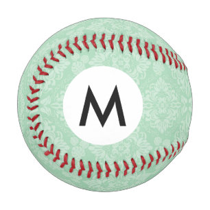 Green damask pattern baseball